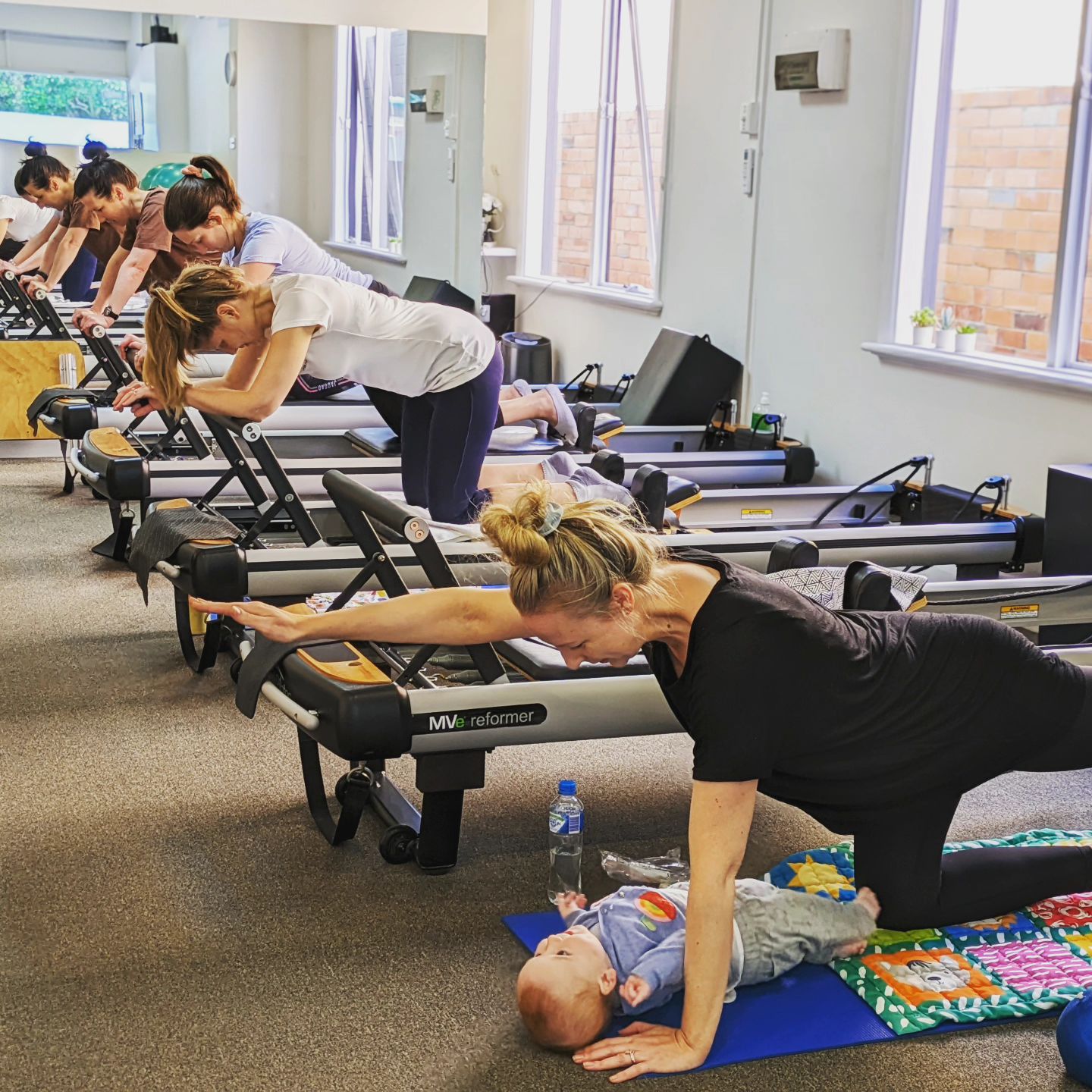 Great session with our Mums & Bubs combination reformer/ mat group this  morning. Well done ladies! - InnerStrength Bayside